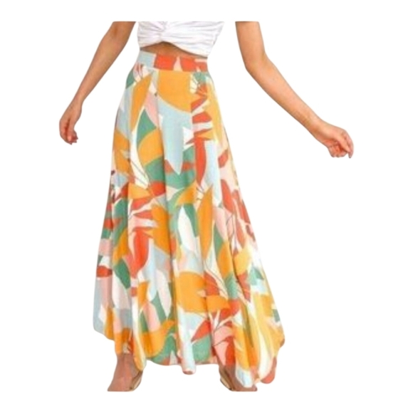 Petal + Pup Womens Colorful Tropical Floral Wide Leg Paulding Pants Medium - Picture 6 of 6